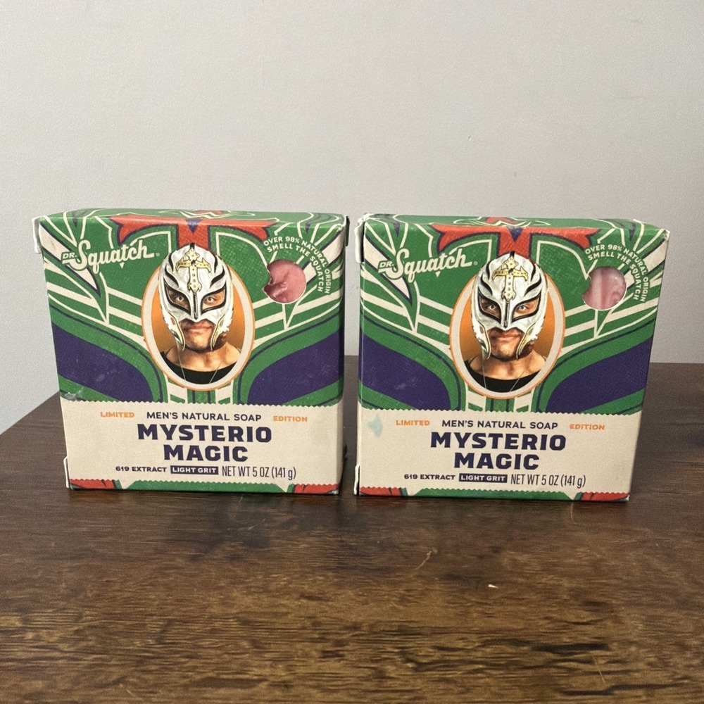 NEW Lot 2x Dr. Squatch Men's Soap Limited Edition, WWE Rey Mysterio Magic 5oz